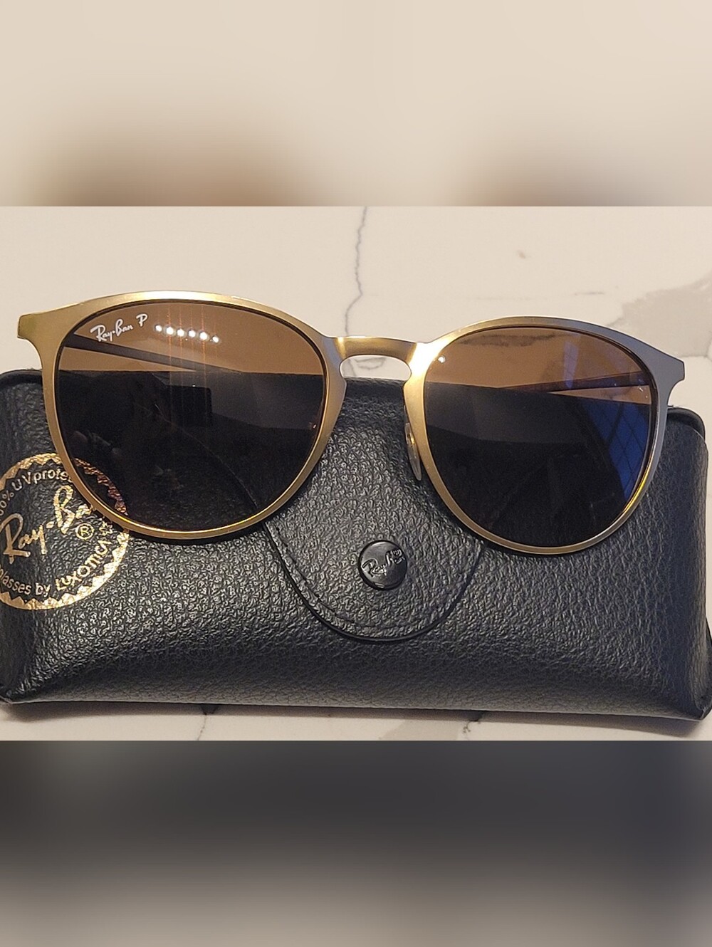 Ray-Ban Gold Frame Sunglasses with Brown Gradient Lenses